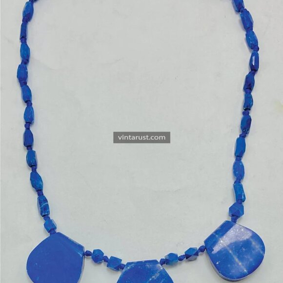 Blue Lapis Necklace, Handmade Gemstone Beaded Necklace, Natural Lapis Lazuli - Picture 13 of 13